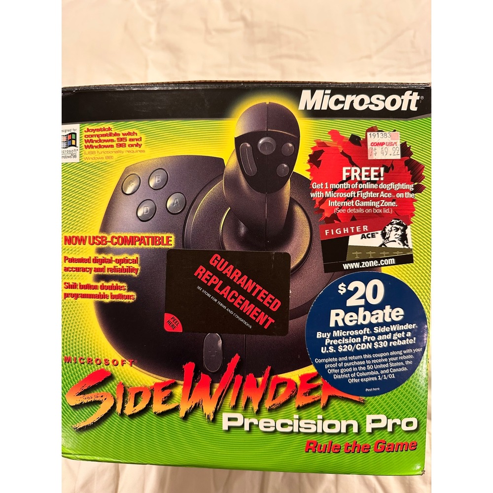 Microsoft SideWinder Precision Pro Flight Joystick USB X03-71936 Vintage PC Box